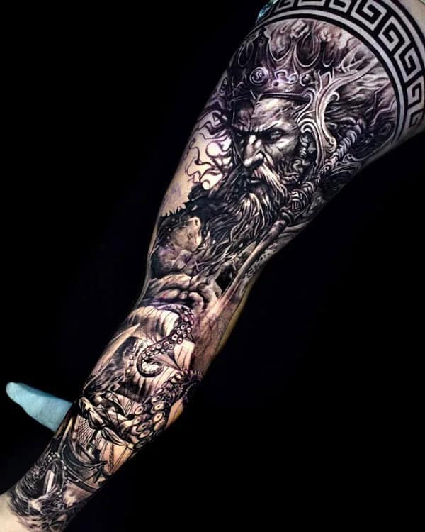 Poseidon Leg Tattoo