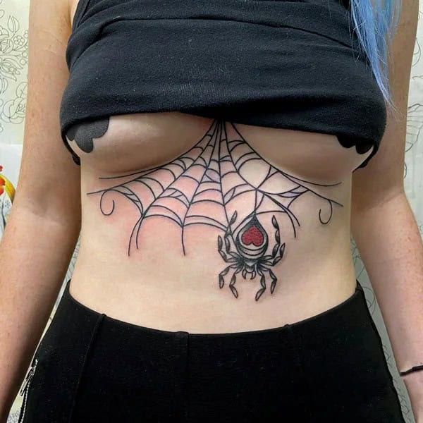 Spider Web Underboob Tattoo