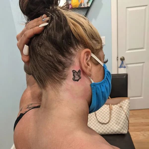 Watercolor Butterfly Tattoo Behind The Ear