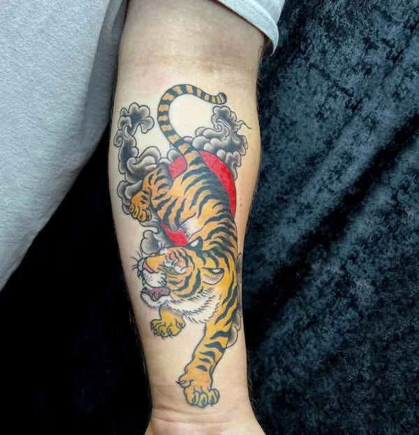 Japanese Tiger Tattoo On Forearm