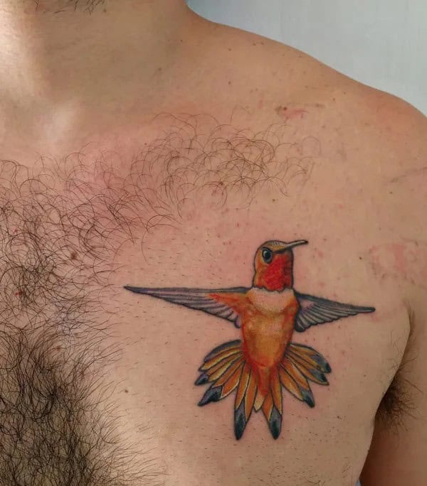 Hummingbird Chest Tattoo