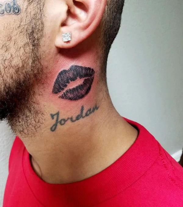 Feisty Neck Lip Tattoo