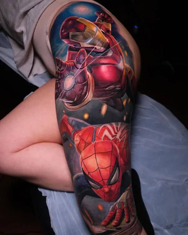 Spiderman and Iron Man Tattoo