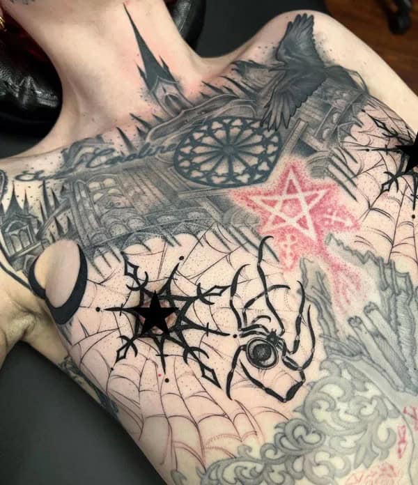 Spider Web Boob Tattoo