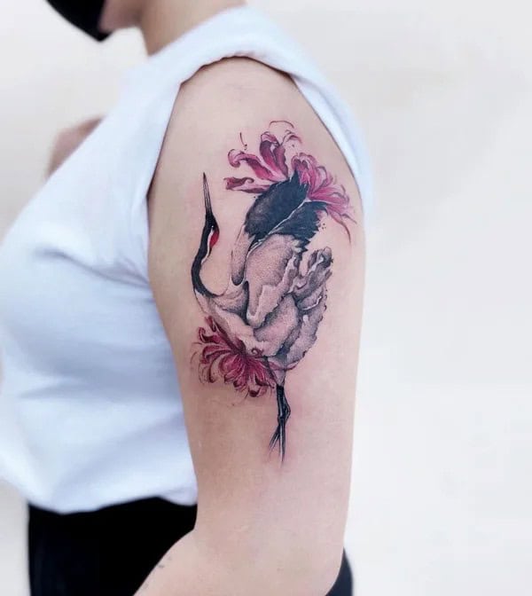 Spider Lily Crane Tattoo