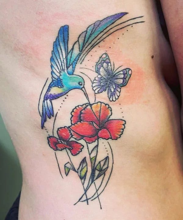 Butterfly and Hummingbird Tattoo