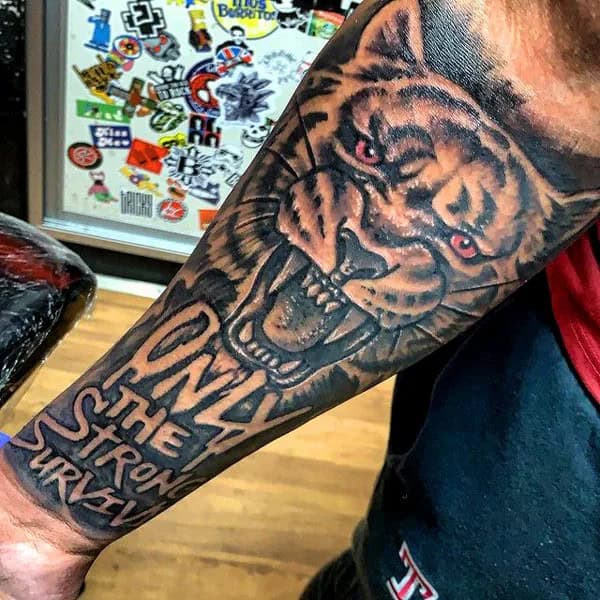 “Only The Strong Survive” Tiger Tattoo