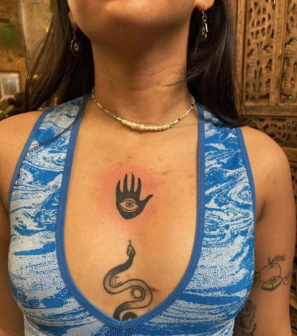 Evil Eye Chest Tattoo