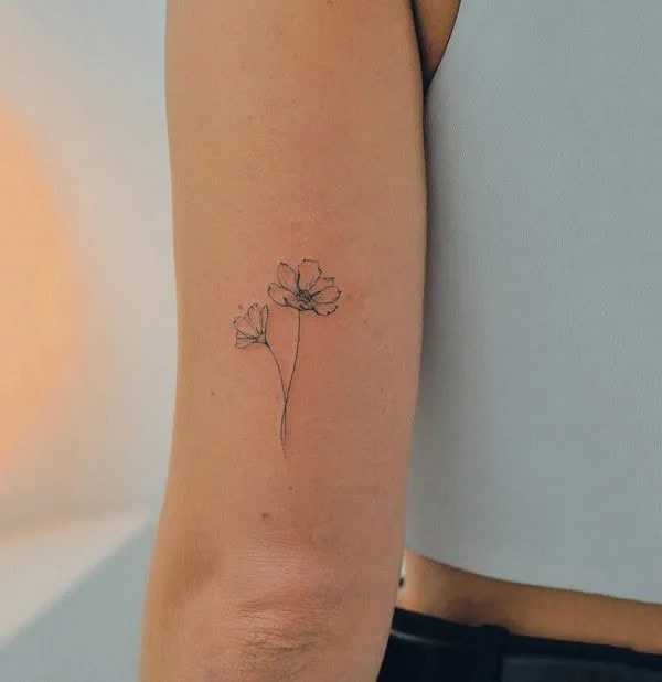 Small Cosmos Flower Tattoo