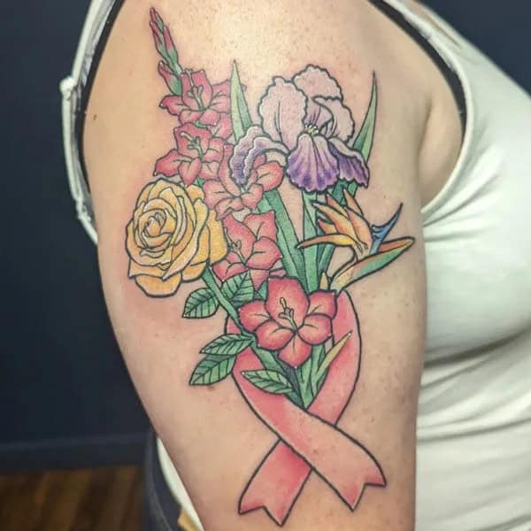 Gladiolus Cancer Ribbon Tattoo