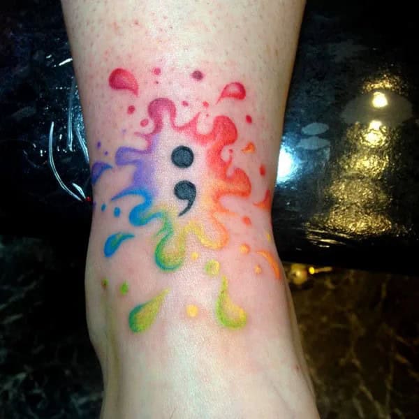 Semicolon Watercolor Tattoos