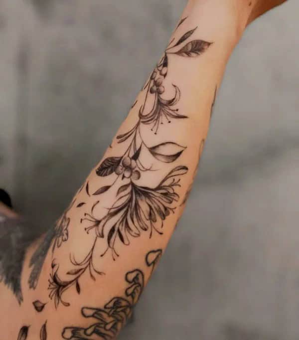 Honeysuckle Forearm Tattoo