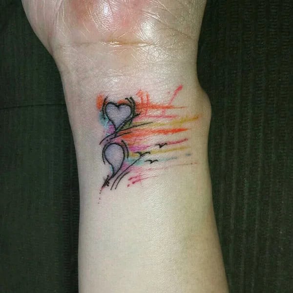 Semicolon Heart Tattoo