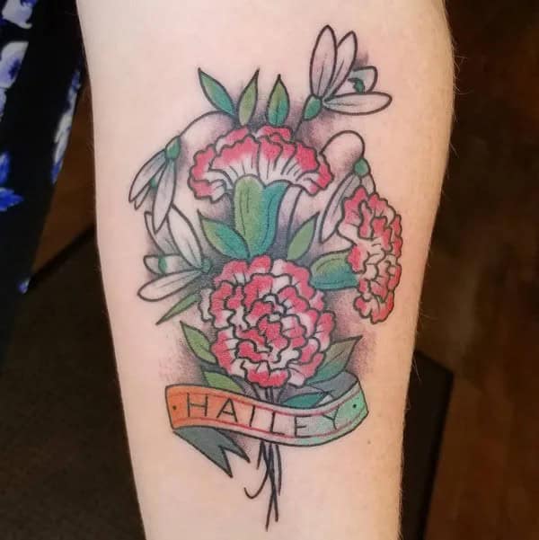 Traditional January Birth Flower Tattoo