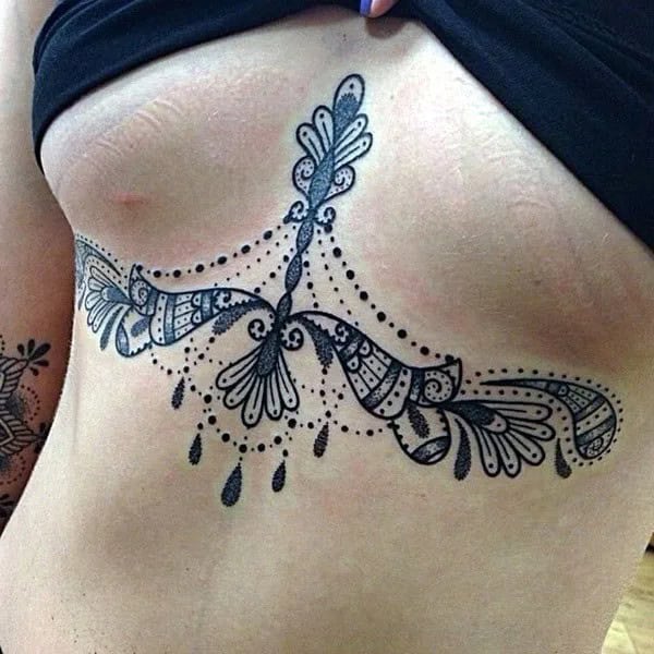 Lace Under Breast Tattoos