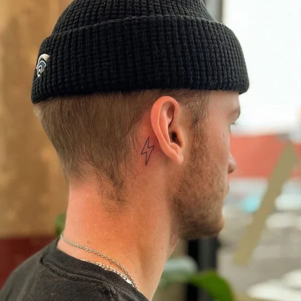 Lightning Bolt Tattoos Behind The Ear