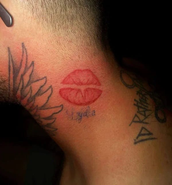 Feisty Neck Lip Tattoo