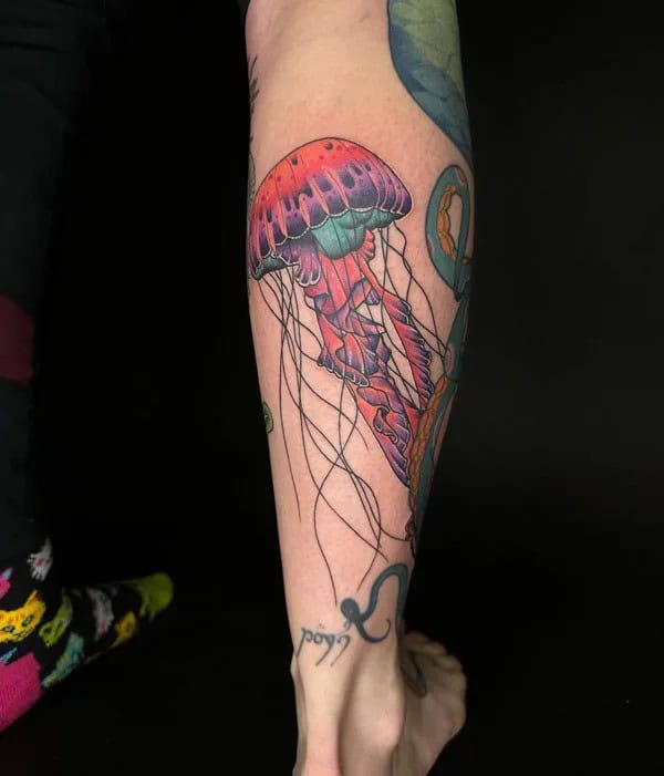 Jellyfish Leg Tattoo