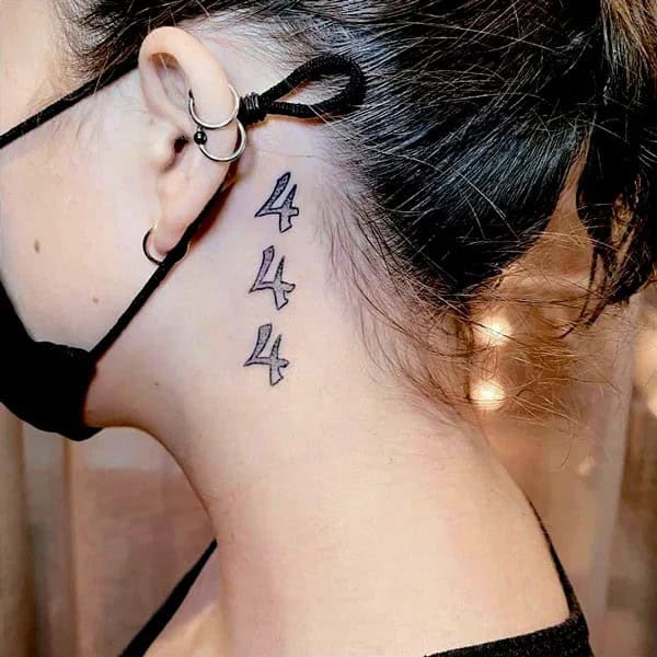 444 Neck Tattoo