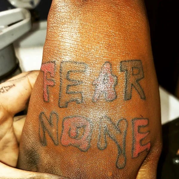 Fear None Skull Tattoo