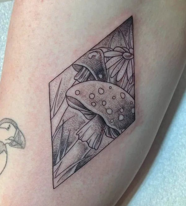 Geometric mushroom tattoo