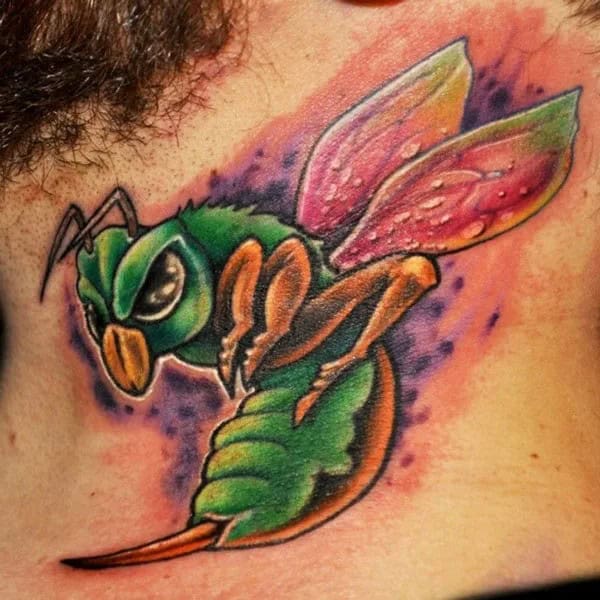 Bee Neck Tattoo