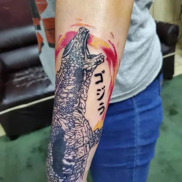 Godzilla vs Ghidorah tattoo