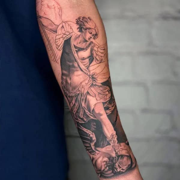 St Michael Forearm Tattoo