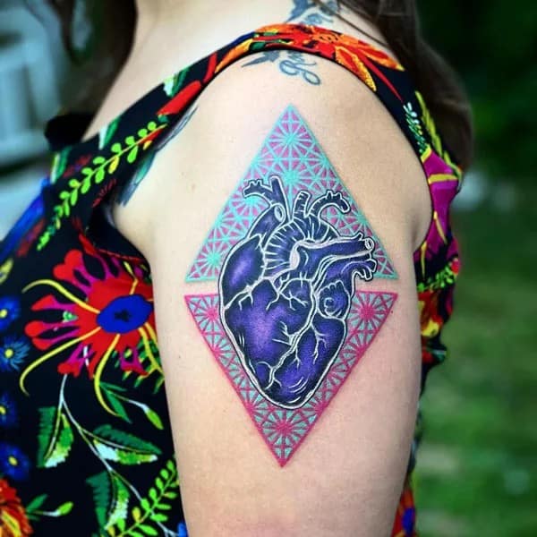 Black Anatomical Heart Tattoo