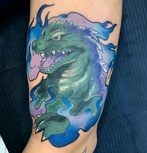 Godzilla vs Ghidorah tattoo