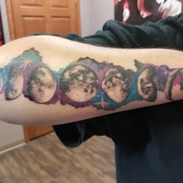 Galaxy Moon Phase Tattoo