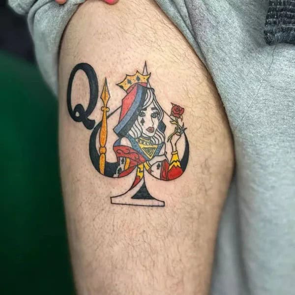 Neo Traditional Queen of Spades Tattoo