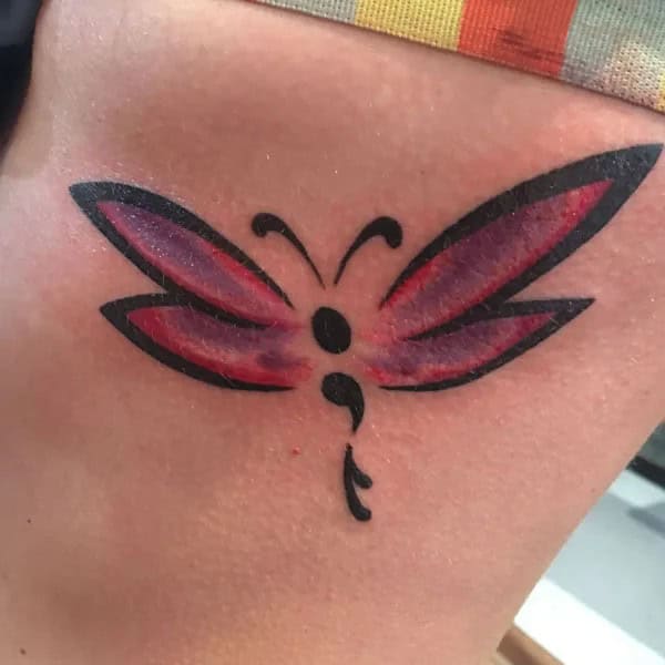 Semicolon Dragonfly Tattoo