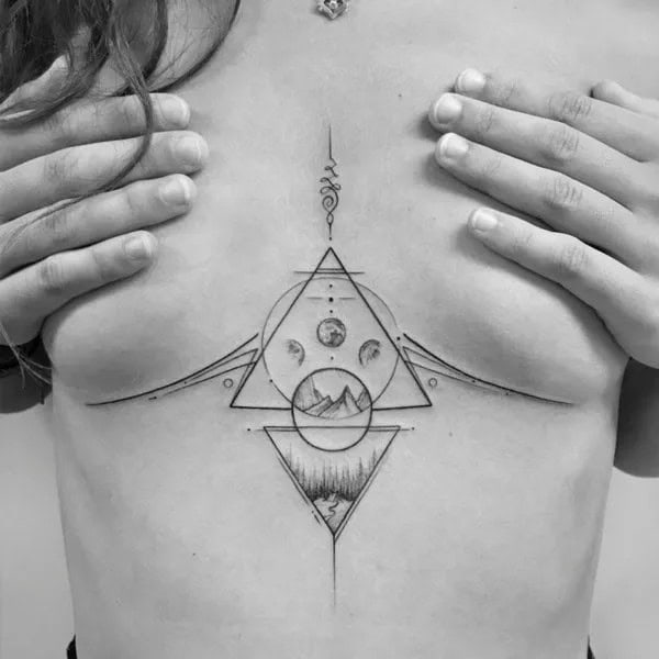 Geometric Tattoo Under Breast