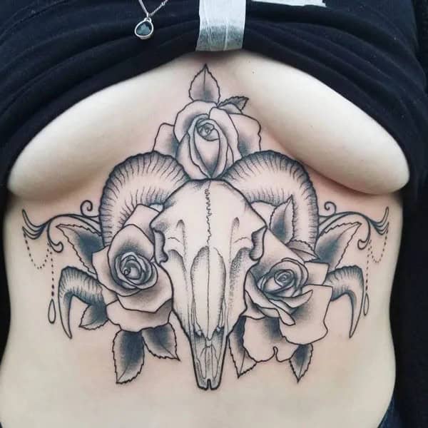 Rose Underboob Tattoo