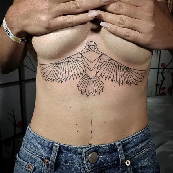 Bird Underboob Tattoo