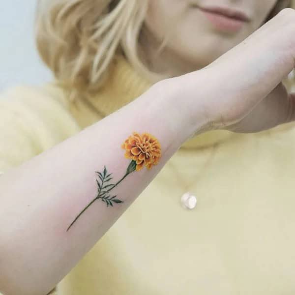 Marigold Tattoo on Wrist