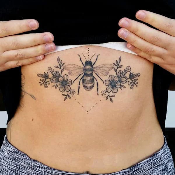 Sternum Bee Tattoo