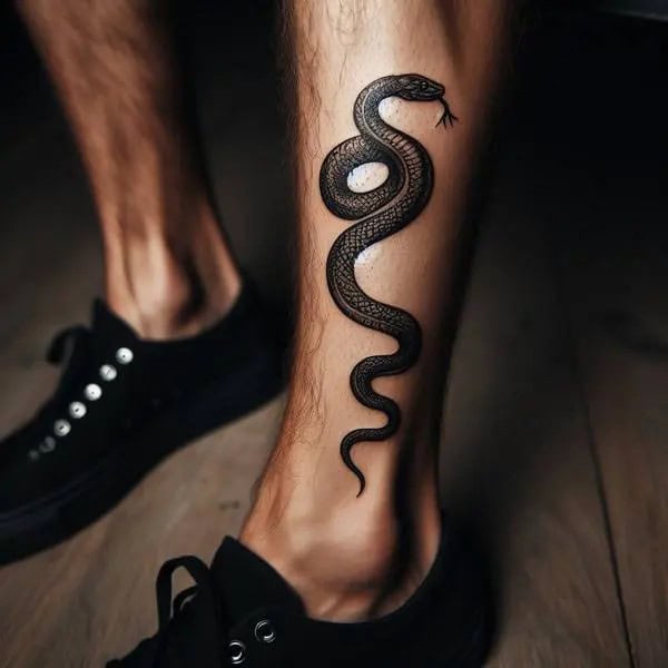 Leg Snake Tattoo