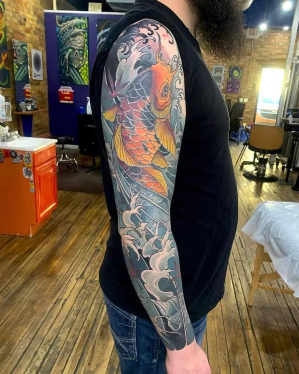 Koi Fish Tattoo On Sleeve