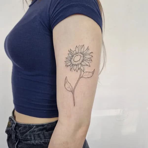 Fine-line Sunflower Tattoo