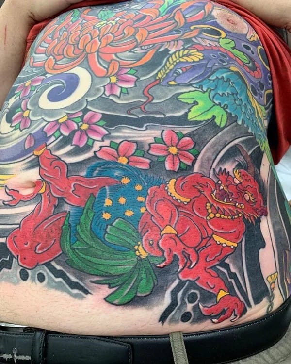 Japanese Stomach Tattoo