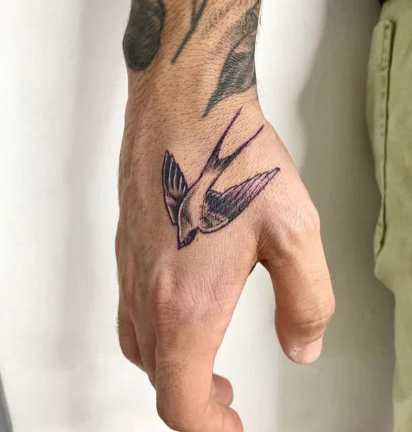 Sparrow Tattoo on Hand