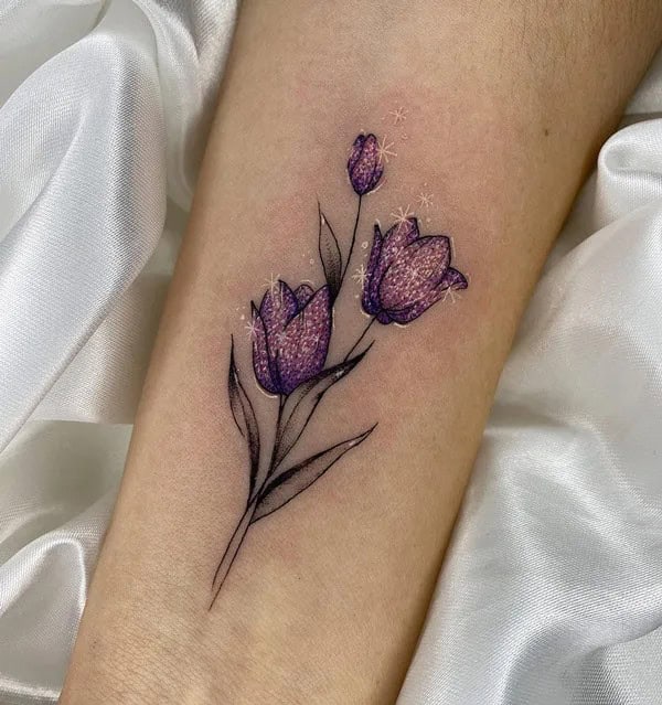 Glittery Flower Tattoo