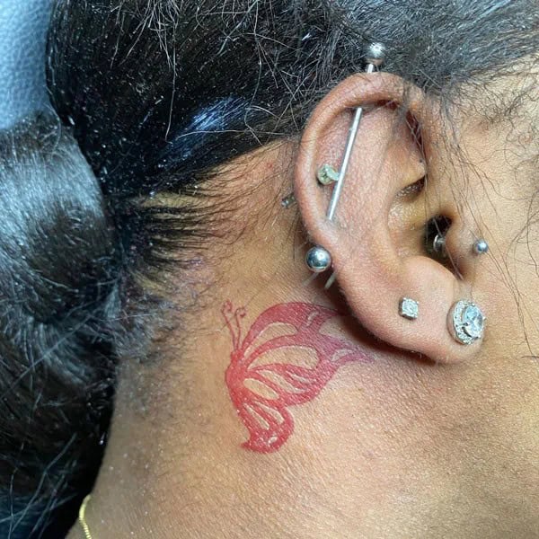 Watercolor Butterfly Tattoo Behind The Ear