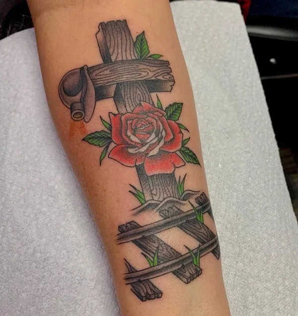 Wooden Cross Tattoo