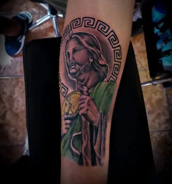 San Judas Flag Tattoo