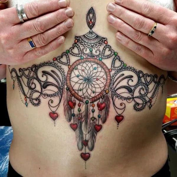 Dream Catcher Tattoo Under Breast