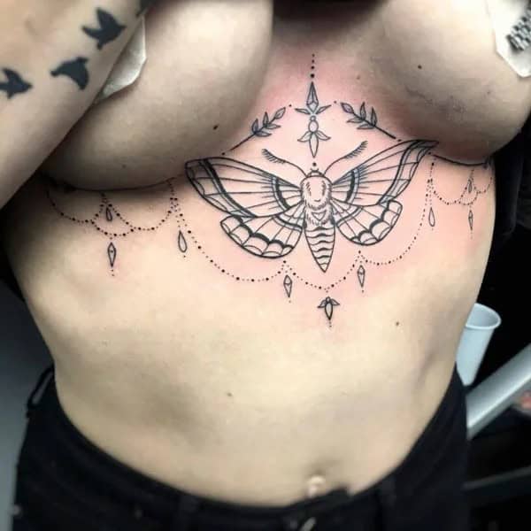 Butterfly Underboob Tattoo