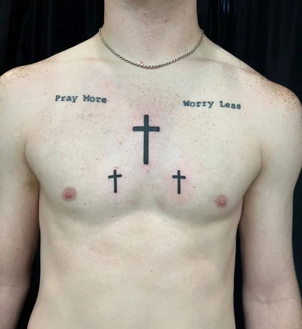 3 Cross Tattoo on Chest